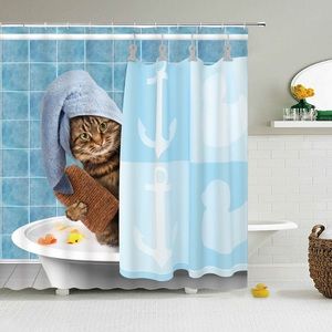3d funny cat shower curtain